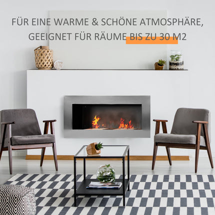Edelstahl Wand-Ethanol-Kamin 110x54x14 cm