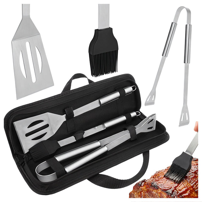 Edelstahl-Grillbesteck-Set mit Tasche – 3-teilig