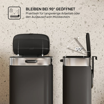 Mülleimer aus Edelstahl für die Küche, herausnehmbarer Inneneimer, schwarz