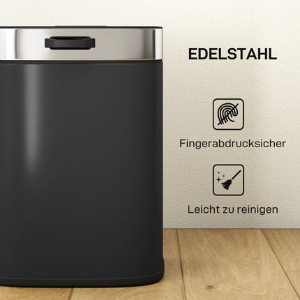 Mülleimer aus Edelstahl für die Küche, herausnehmbarer Inneneimer, schwarz