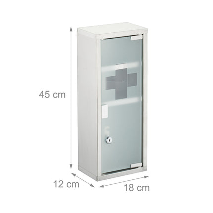 Medizinschrank aus Edelstahl mit Schloss, 3 Fächer