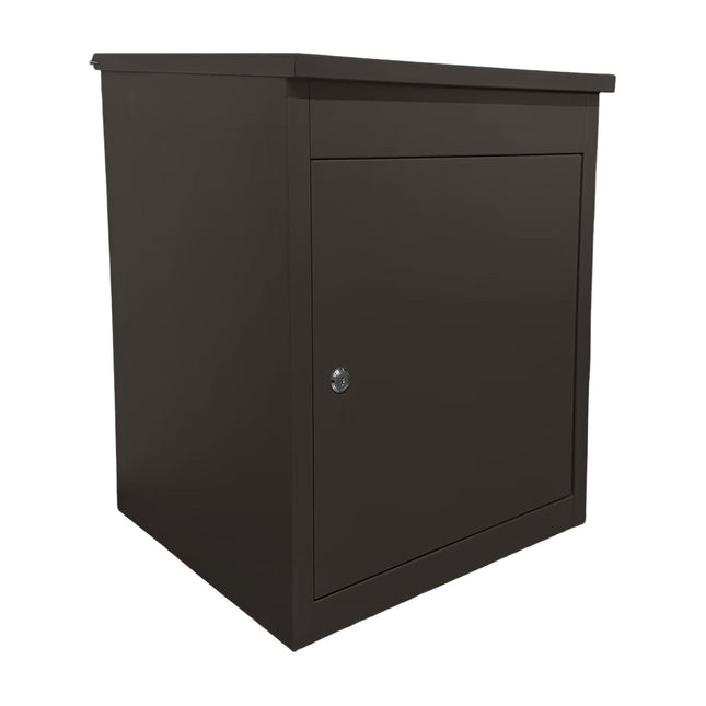 Paketbox aus Edelstahl, zur Wand- und Bodenmontage