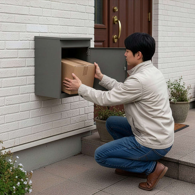 Paketkasten aus Edelstahl – Wand-/Bodenmontage