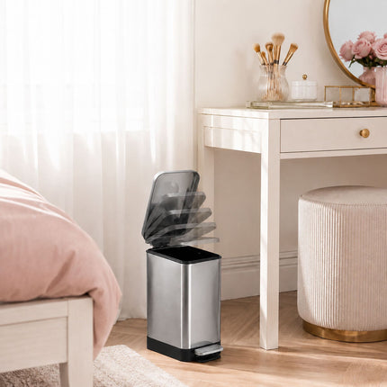 Stainless Steel Pedal Bin, 15L – Soft-Close, Slim Design