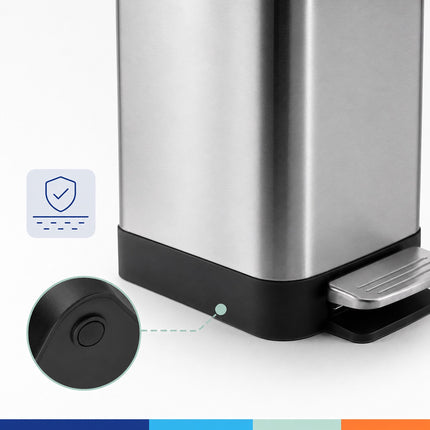 Stainless Steel Pedal Bin, 15L – Soft-Close, Slim Design