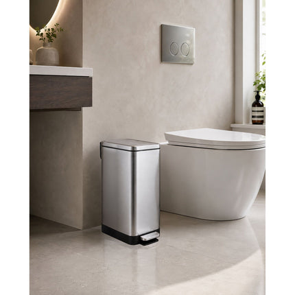 Stainless Steel Pedal Bin, 15L – Soft-Close, Slim Design