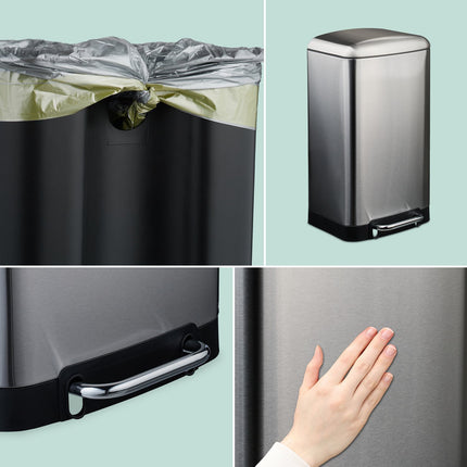 Nerezový pedálový koš, 30 l se sáčky na odpad