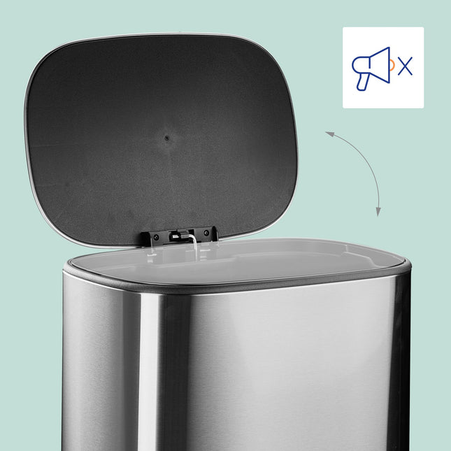 Edelstahl-Treteimer, 50 l, mit Soft-Close-Deckel