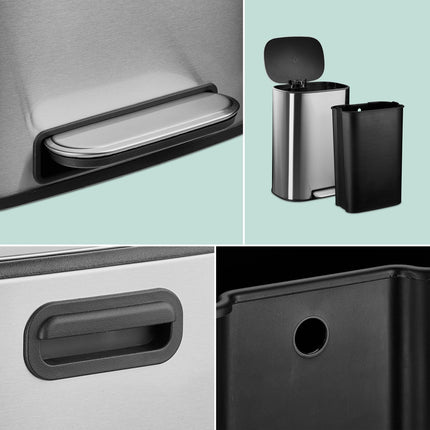 Stainless Steel Pedal Bin, 50L, Soft-Close Lid
