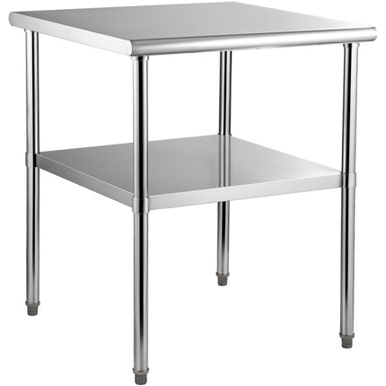 Stainless Steel Prep Table 30x30, Undershelf, 800 lb