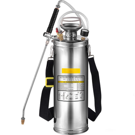 Stainless Steel Pump Sprayer 10L, Adjustable Nozzle