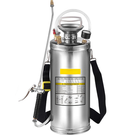 Stainless Steel Pump Sprayer, 8L/2 Gal, Adjustable Nozzle