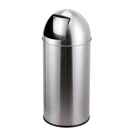 Stainless Steel Push-Lid Bin, 70L, Silver