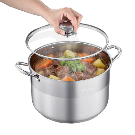 Stainless Steel Stock Pot 11.4 L, Glass Lid, Induction