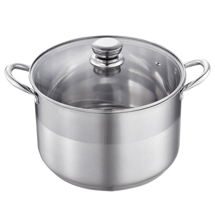Stainless Steel Stock Pot 11.4 L, Glass Lid, Induction
