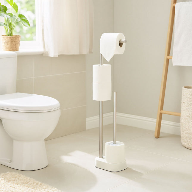 Toilettenpapierhalter aus Edelstahl mit Bürste