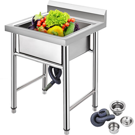 Stainless Steel Utility Sink, 1 Compartment, 17.5 x 16.5 x 10 in
