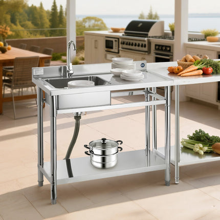 Stainless Steel Utility Sink, Single Bowl With Faucet, 1000x500mm