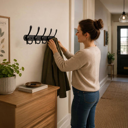 Stainless Steel Wall Coat Hook Rails, Set of 2, Black