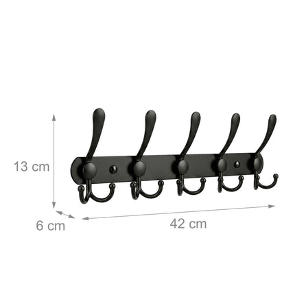 Stainless Steel Wall Coat Hook Rails, Set of 2, Black