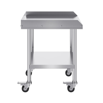 Stainless Steel Work Table 24x24 in, Casters, Backsplash