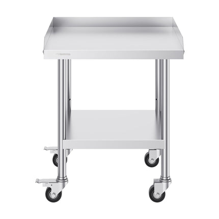 Stainless Steel Work Table 24x24 in, Casters, Backsplash
