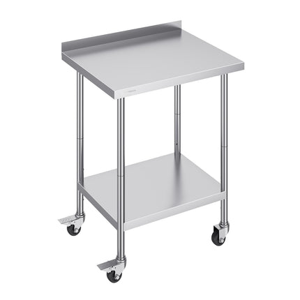 Stainless Steel Work Table 24x30x40, Casters, Adjustable Shelf