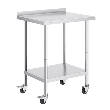 Stainless Steel Work Table 24x30x40, Casters, Adjustable Shelf