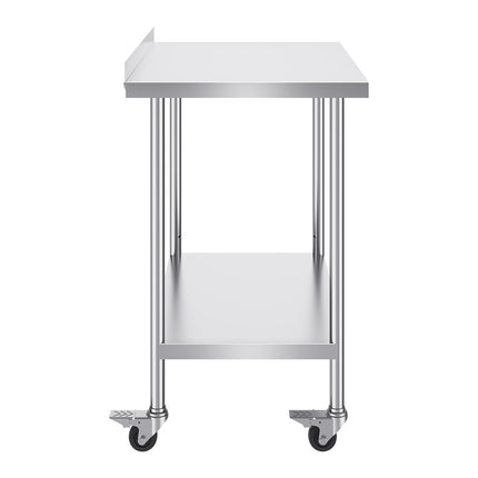 Stainless Steel Work Table 24 x 36, Casters, Backsplash