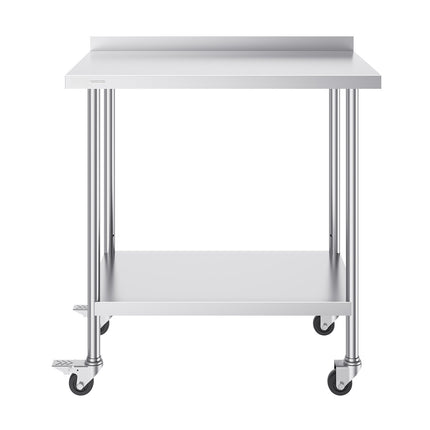 Stainless Steel Work Table 24 x 36, Casters, Backsplash