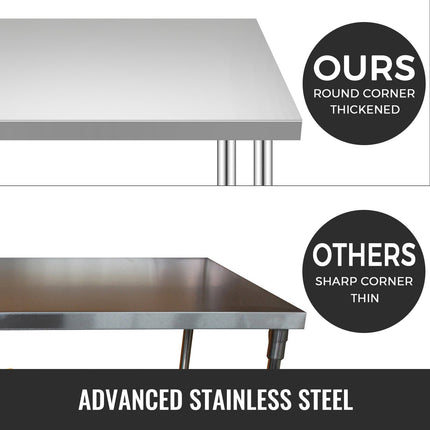 Stainless Steel Work Table 30x18 In, Wheels, 700 Lb