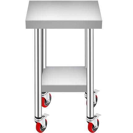 Stainless Steel Work Table 30x18 In, Wheels, 700 Lb
