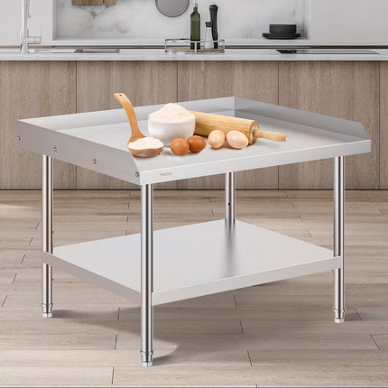 Stainless Steel Work Table 30 x 36, 3-Sided Backsplash