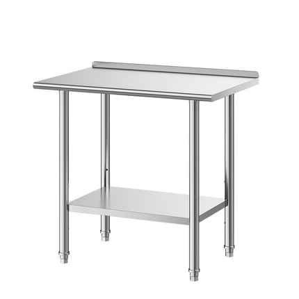 Stainless Steel Work Table 36x24 In, Backsplash, Undershelf