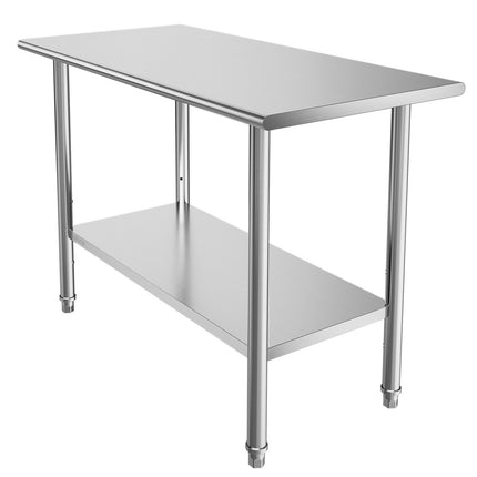 Stainless Steel Work Table, 48 x 24 In, Adjustable Undershelf