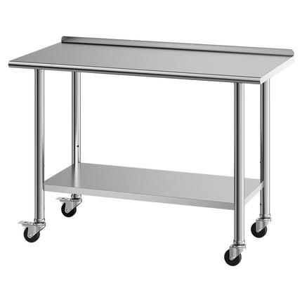 Stainless Steel Work Table 48x24 In With Wheels