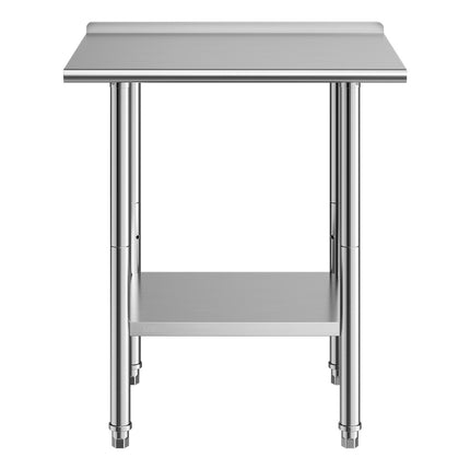 Stainless Steel Work Table 61x76 cm, Backsplash, Adjustable Shelf