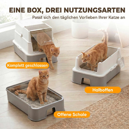 Stainless Steel XL Cat Litter Box with Lid & Scoop