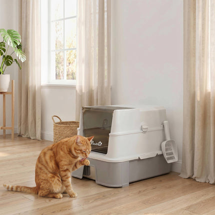 Stainless Steel XL Cat Litter Box with Lid & Scoop