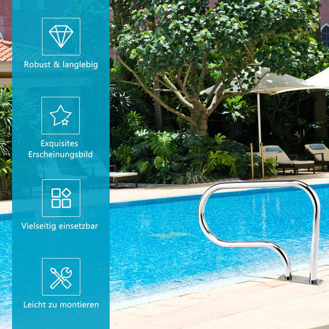 Edelstahl 304 Poolhandlauf Schwimmbadleiter Handlauf Einstiegsleiter mit Grundplatte