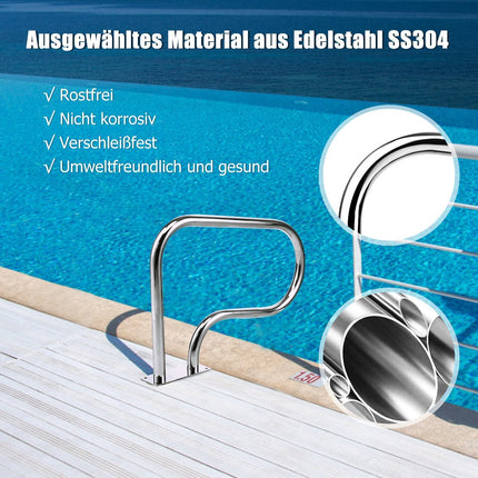 Stainless steel 304 pool handrail swimming pool ladder handrail entry ladder with base plate