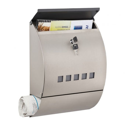 Boîte aux lettres en acier inoxydable avec compartiment à magazines