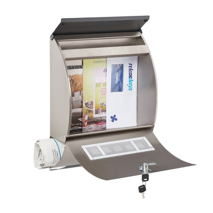 Boîte aux lettres en acier inoxydable avec compartiment à magazines