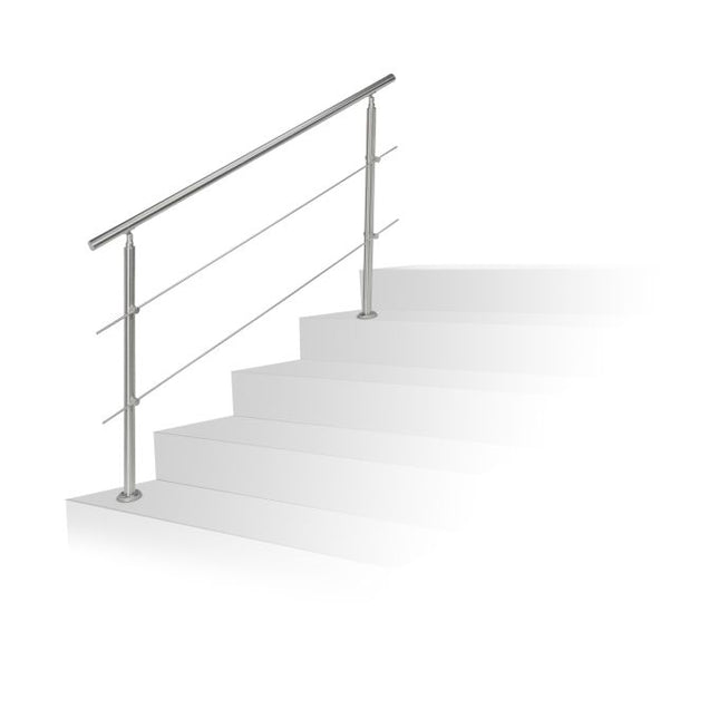 Edelstahl-Treppengeländer 1,5 m / 2 Pfosten / 3 Querstreben