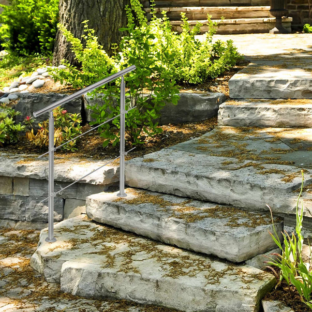 Edelstahl-Treppengeländer 1,0 m / 2 Pfosten / 2 Querstreben