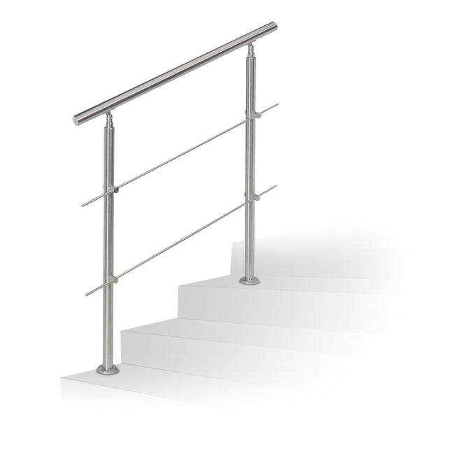 Edelstahl-Treppengeländer 1,0 m / 2 Pfosten / 2 Querstreben