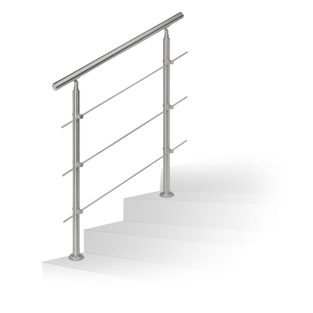 Edelstahlgeländer 1,0 m / 2 Pfosten / 3 Querstreben