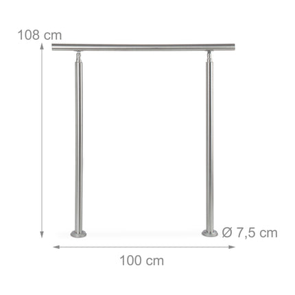 Edelstahl Treppengeländer 1,0m / 2 Pfosten / 0 Querstreben