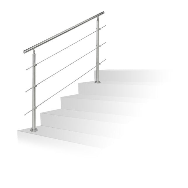 Edelstahl Treppengeländer 1,5m / 2 Pfosten / 3 Querstreben