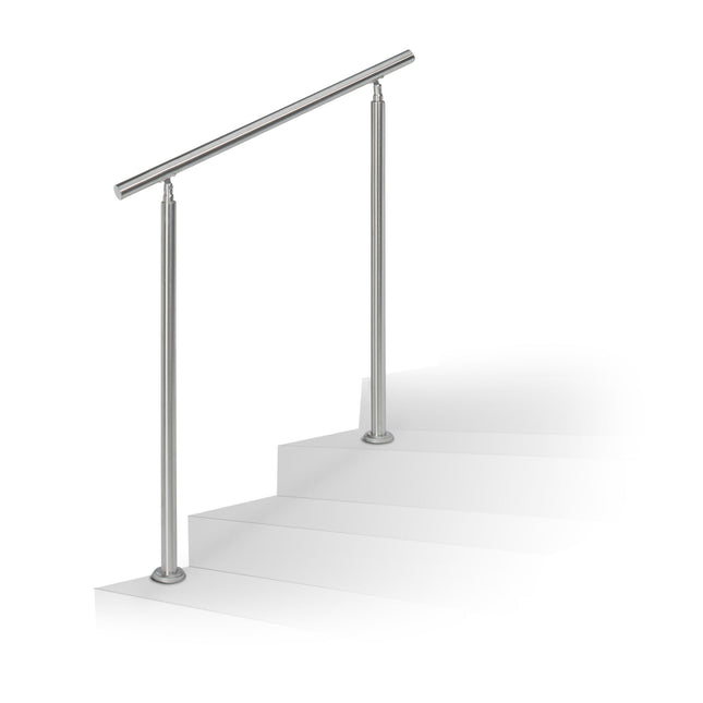 Edelstahl Treppengeländer 1,0m / 2 Pfosten / 0 Querstreben